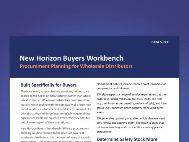 New Horizon Buyers Workbench